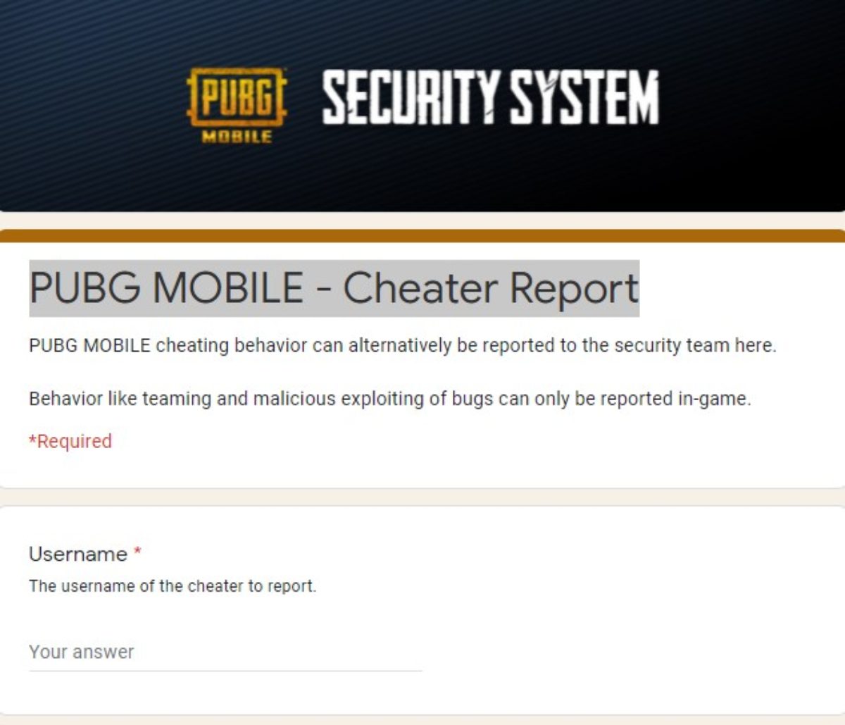 How To Properly Report Cheaters In Pubg Mobile Pubg Hacker Report Form